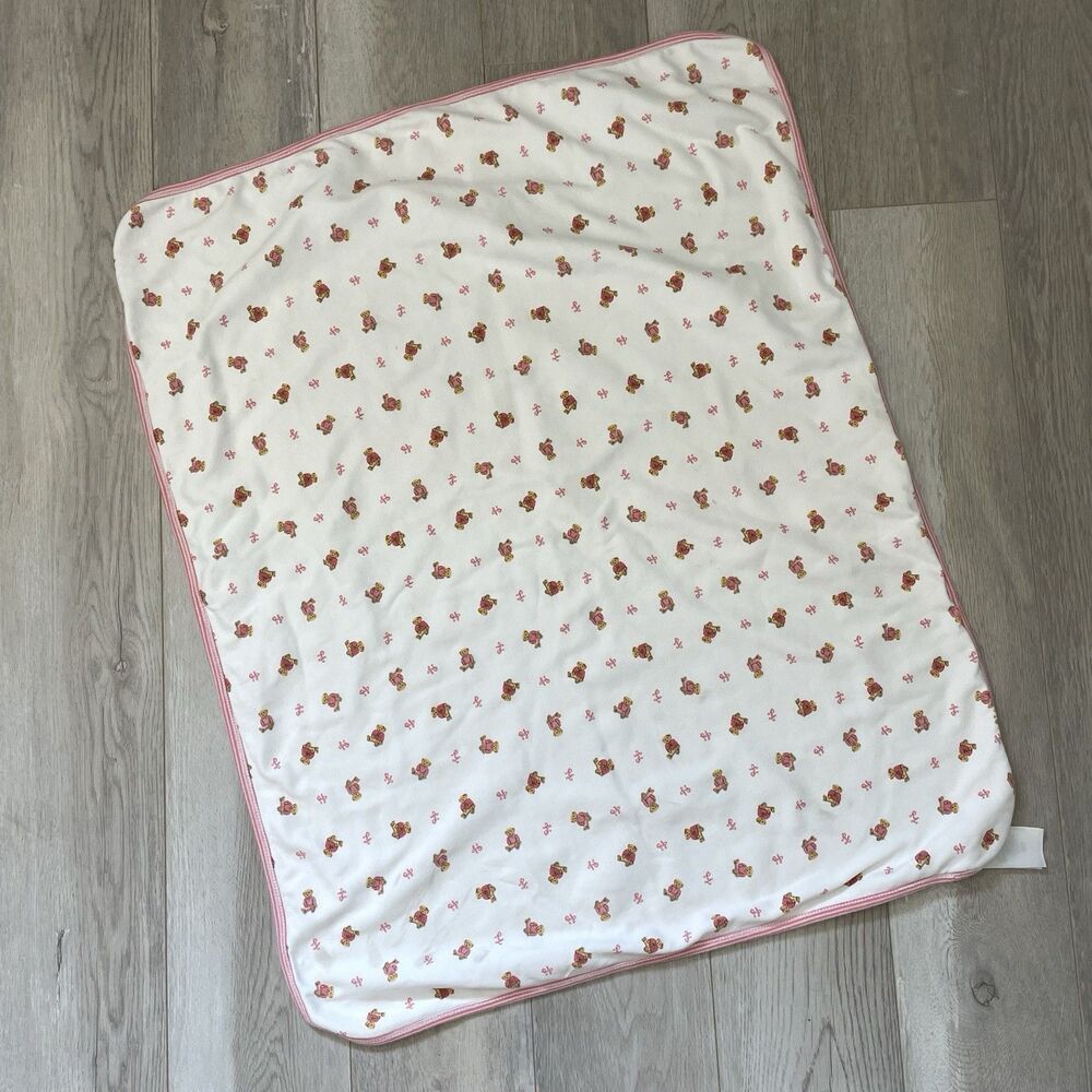 Ralph Lauren Blanket cotton bear print baby girls White Pink (one size) classic